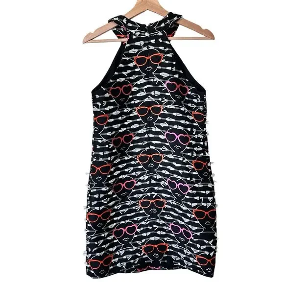 Anthropologie Hutch Sunglasses print artsy Shift halter art to wear Dress S - Picture 3 of 11